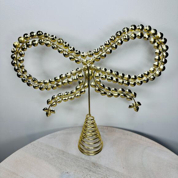 NEW Cupcakes and Cashmere Crystal Bow Tree Topper Gold Glam Holiday Decor NWT - Picture 10 of 11